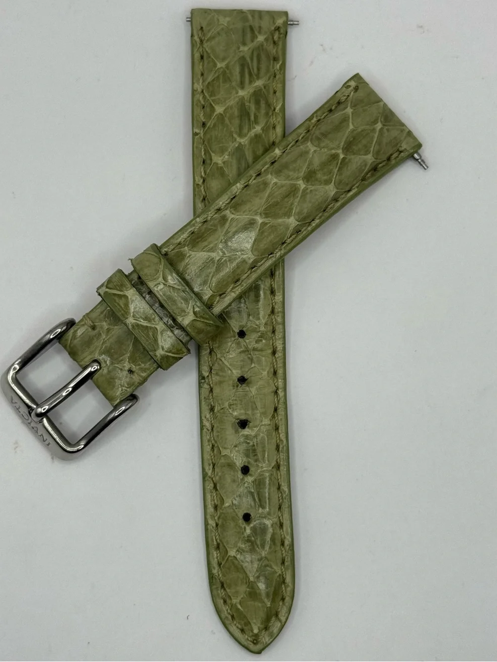 Invicta 16mm Green Genuine Cobra Embossed Leather Watch Band Silver Tone Buckle